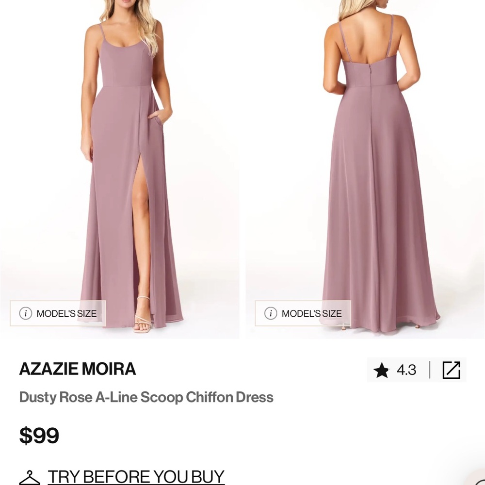 Azazie Pink A-Line Maxi Dress with Slit and Spaghetti Straps